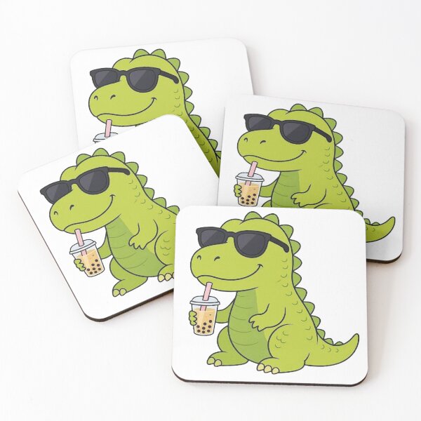 Item preview, Cute Dinosaur Drinking Boba Tea Kawaii T-Rex designed and sold by BobaCatDesign.