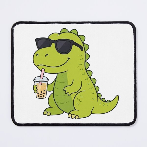 Item preview, Cute Dinosaur Drinking Boba Tea Kawaii T-Rex designed and sold by BobaCatDesign.