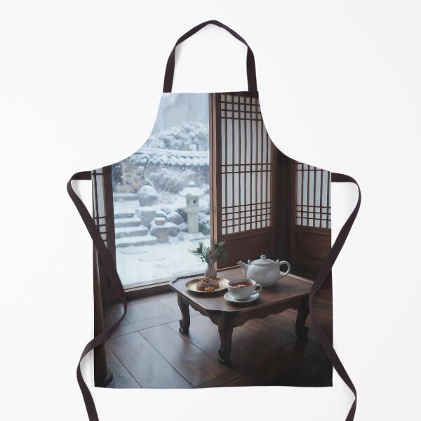 Item preview, Serene Winter Day in a Traditional Hanok with Warm Tea and Snow Garden Art designed and sold by SOOstudio73.