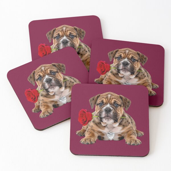 Item preview, Sweet puppy - little bulldog with red rose - Love designed and sold by Segasprojects.