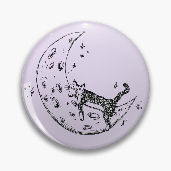 Item preview, Cat Sleeps on Moon - Whimsical Celestial Line Art Black Marker Hand Drawing Lavender designed and sold by BOKEbyTC.