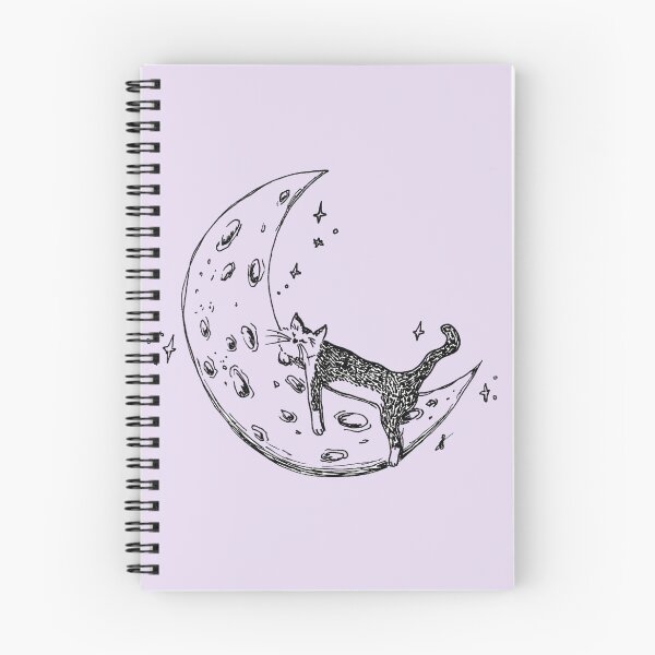 Item preview, Cat Sleeps on Moon - Whimsical Celestial Line Art Black Marker Hand Drawing Lavender designed and sold by BOKEbyTC.