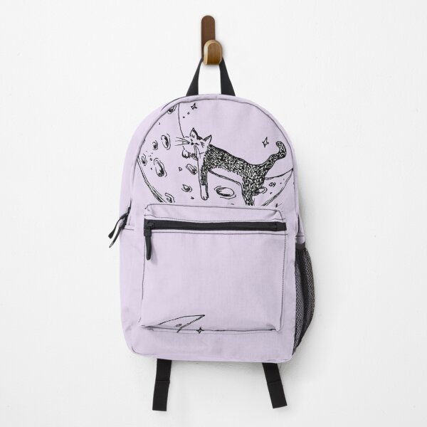 Item preview, Cat Sleeps on Moon - Whimsical Celestial Line Art Black Marker Hand Drawing Lavender designed and sold by BOKEbyTC.