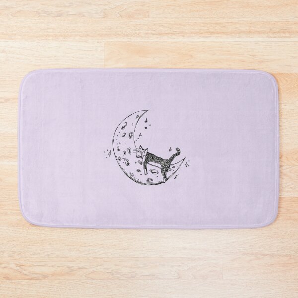 Item preview, Cat Sleeps on Moon - Whimsical Celestial Line Art Black Marker Hand Drawing Lavender designed and sold by BOKEbyTC.