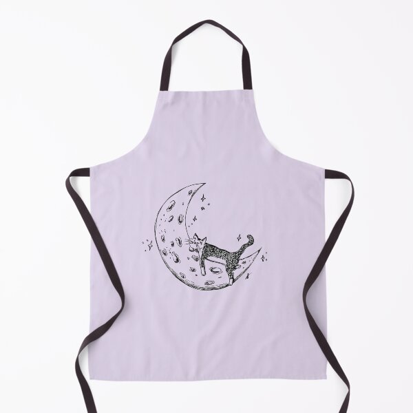 Item preview, Cat Sleeps on Moon - Whimsical Celestial Line Art Black Marker Hand Drawing Lavender designed and sold by BOKEbyTC.