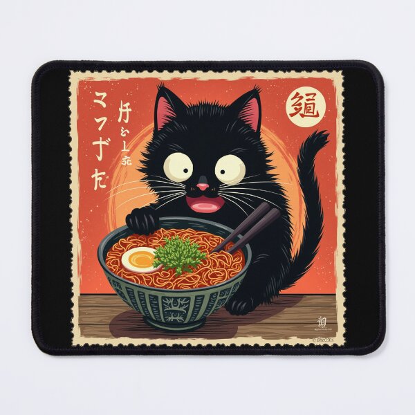 Item preview, Kawaii Manga Miyazaki Style Ramen Noodle Cat designed and sold by GaffaDesigns.