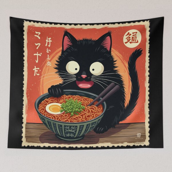 Item preview, Kawaii Manga Miyazaki Style Ramen Noodle Cat designed and sold by GaffaDesigns.