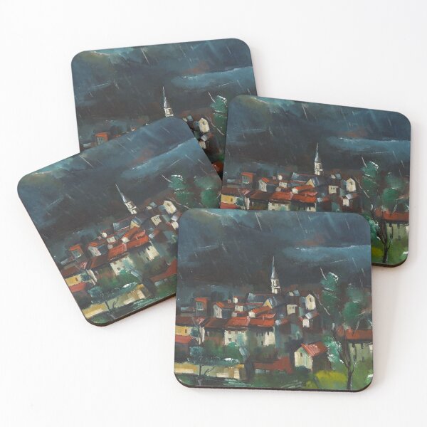 Item preview, Stormy night over the village, Nuit d'orage, landscape watercolor painting print by Maurice de Vlaminck designed and sold by Jéanpaul  Ferro.