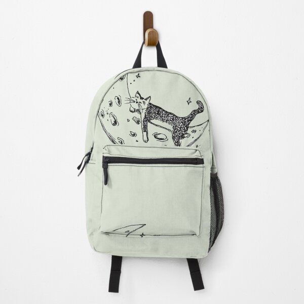 Item preview, Cat Sleeps on Moon - Whimsical Celestial Line Art Black Marker Hand Drawing Sage Green designed and sold by BOKEbyTC.