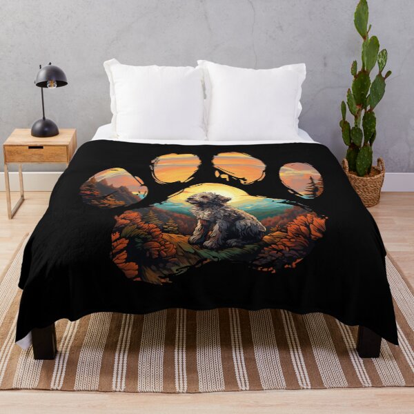 Item preview, Funny Aussiedoodle Paw Synthwave Mountain Tree Mom Dad Kids designed and sold by rafaeltto.