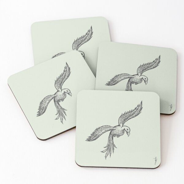 Item preview, Flying Bird Sketchy Hand Drawn Black Ballpoint Pen Sage Green designed and sold by BOKEbyTC.