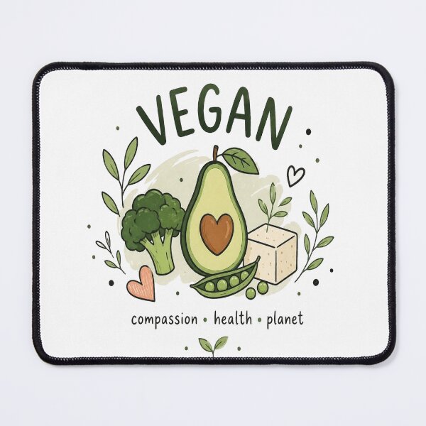 Item preview, Vegan Compassion Health Planet Avocado Broccoli Tofu Cartoon designed and sold by katiecorners.