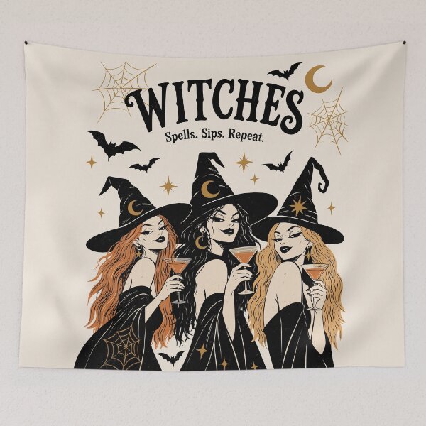 Item preview, Witches Party Print| Spells Sips Repeat | Stylish Witch Halloween GraphicIllustration | Witchy Girls Halloween Gift designed and sold by MonNoir.