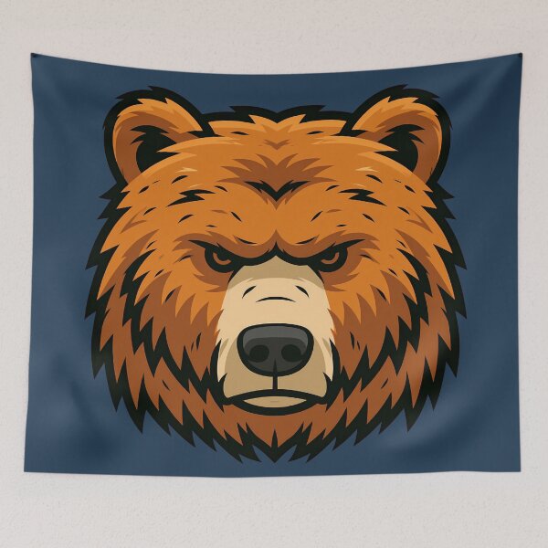 Item preview, Bold Grizzly Bear Head Retro Vector Illustration designed and sold by FrostyFrisby.