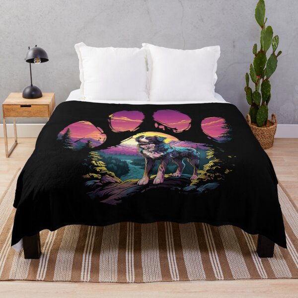 Item preview, Funny Australian Shepherd Paw Synthwave Mountain Tree Mom Dad Kids designed and sold by rafaeltto.