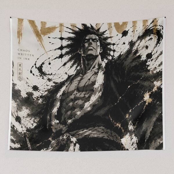 Item preview, Zaraki | Chaos Ink Swordsman – Dark Samurai Warrior | Japanese Ink Wash Fantasy Art Print designed and sold by Dyan4.