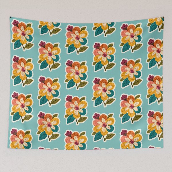 Item preview, Boho Crochet Floral Bouquet Sticker – Handmade Colorful Flower Patch Art designed and sold by KAM-KAM-STORE.