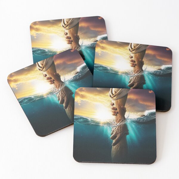 Item preview, Dramatic Rescue Scene: Jesus the savior - Hand Reaching From Water Saved designed and sold by Lucia Amaris Art.