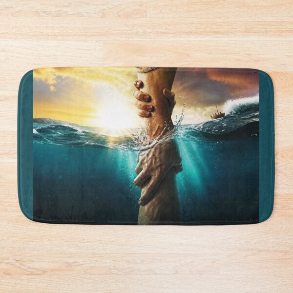 Item preview, Dramatic Rescue Scene: Jesus the savior - Hand Reaching From Water Saved designed and sold by Lucia Amaris Art.
