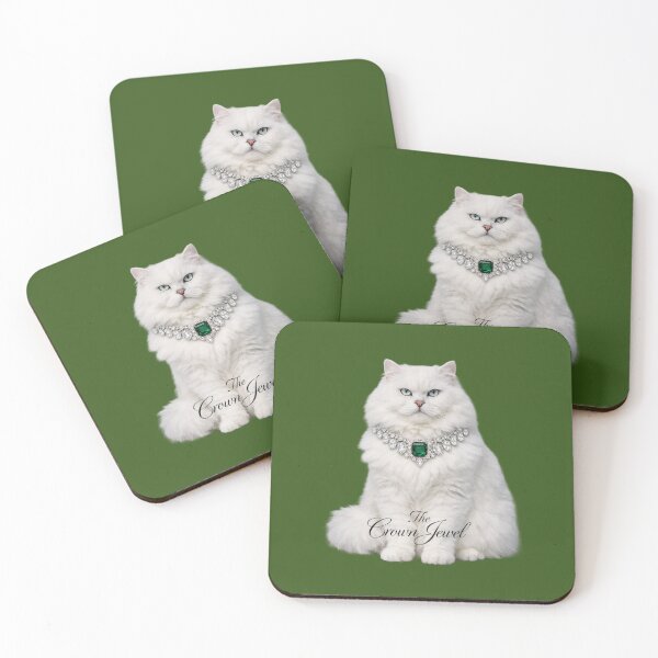 Item preview, White Persian Cat in Emerald Diamond Necklace — The Crown Jewel designed and sold by CreativeArtistL.
