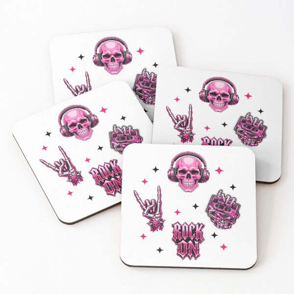 Item preview, Rock On Pink Skeleton Music Retro Design designed and sold by Simon-art-land.