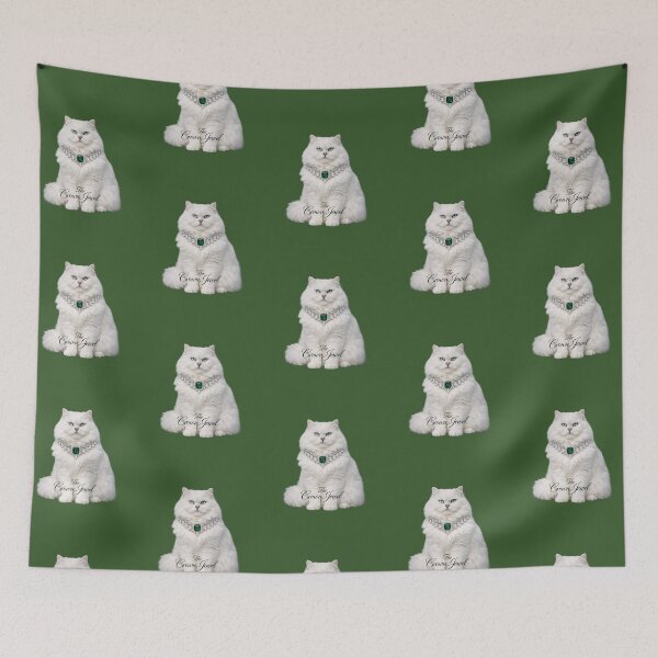 Item preview, White Persian Cat in Emerald Diamond Necklace — The Crown Jewel designed and sold by CreativeArtistL.
