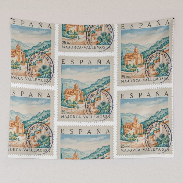 Item preview, Valldemossa Majorca Monastery Village Ridge Stamp Sticker designed and sold by stickercuffs.
