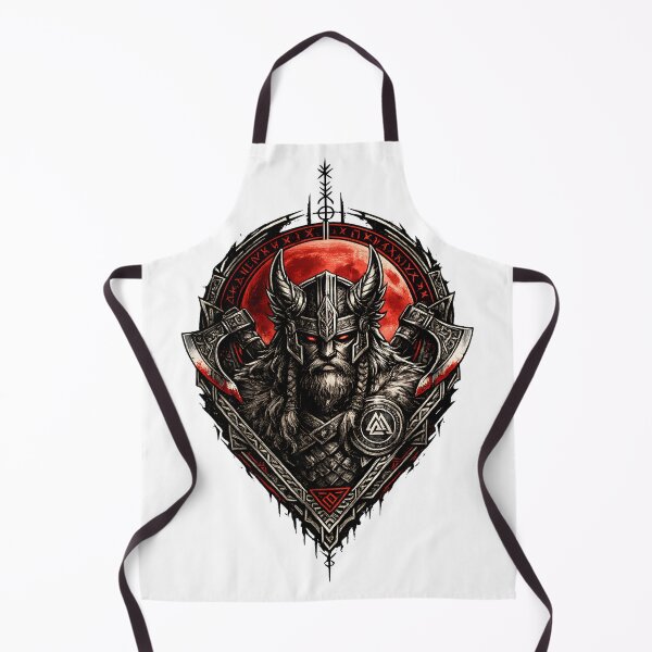 Item preview, Norse Viking Warrior with Twin Axes Red Moon designed and sold by CreativeMindsetLab.