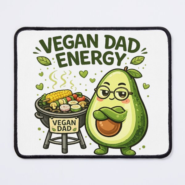 Item preview, Vegan Dad Energy Funny Avocado BBQ Grill Cartoon designed and sold by katiecorners.