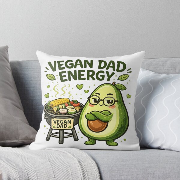 Item preview, Vegan Dad Energy Funny Avocado BBQ Grill Cartoon designed and sold by katiecorners.