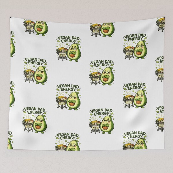 Item preview, Vegan Dad Energy Funny Avocado BBQ Grill Cartoon designed and sold by katiecorners.