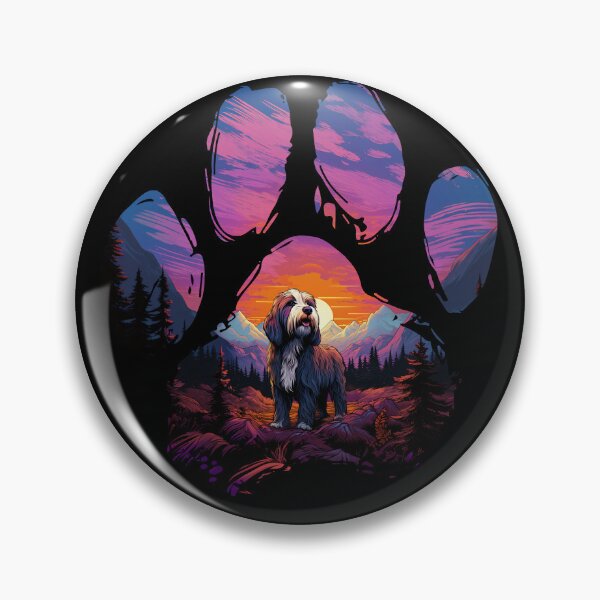 Item preview, Funny Bearded Collie Paw Synthwave Mountain Tree Mom Dad Kids designed and sold by rafaeltto.