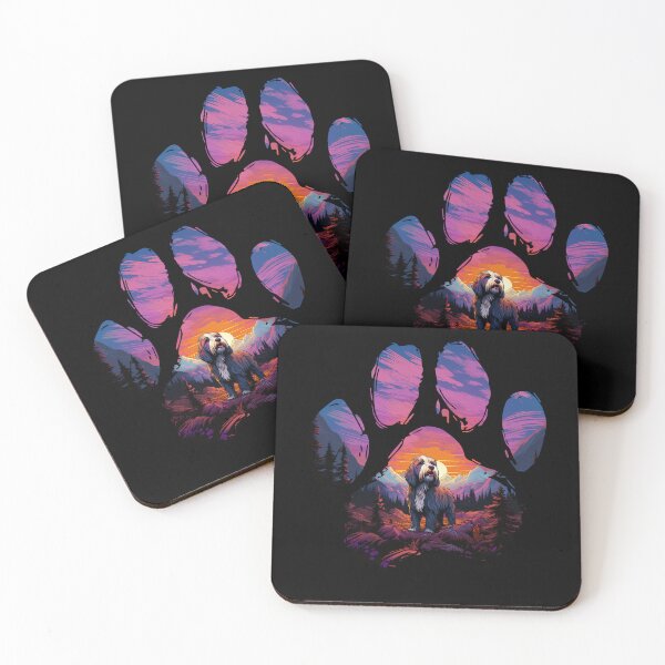 Item preview, Funny Bearded Collie Paw Synthwave Mountain Tree Mom Dad Kids designed and sold by rafaeltto.