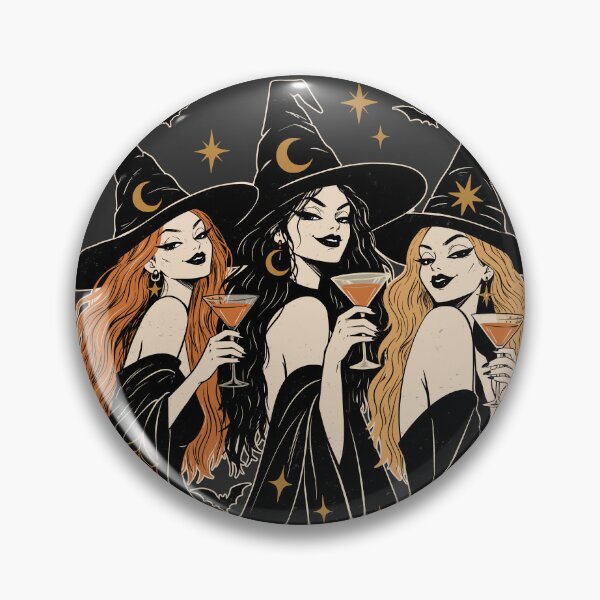 Item preview, Halloween 3 Witches Party Print| Spells Sips Repeat | Stylish Black Witch Halloween GraphicIllustration | Witchy Girls Halloween Gift designed and sold by MonNoir.