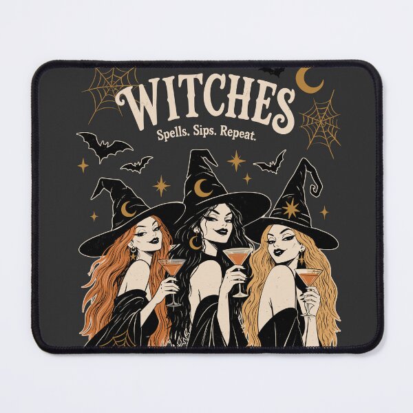 Item preview, Halloween 3 Witches Party Print| Spells Sips Repeat | Stylish Black Witch Halloween GraphicIllustration | Witchy Girls Halloween Gift designed and sold by MonNoir.