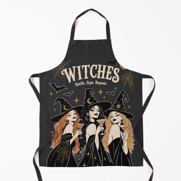 Item preview, Halloween 3 Witches Party Print| Spells Sips Repeat | Stylish Black Witch Halloween GraphicIllustration | Witchy Girls Halloween Gift designed and sold by MonNoir.