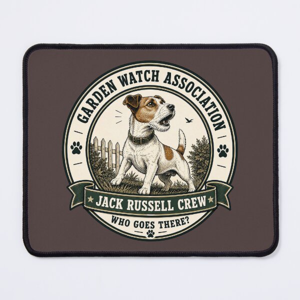 Item preview, Garden Watch Association - Jack Russell Crew - Who Goes There?/Funny Jack Russell Dog Badge Logo designed and sold by Halejo68.