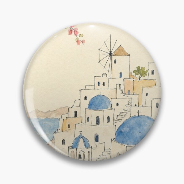 Item preview, Watercolor Sketch of Santorini - Hand Drawn Greece Travel Art designed and sold by VisualArtsOasis.