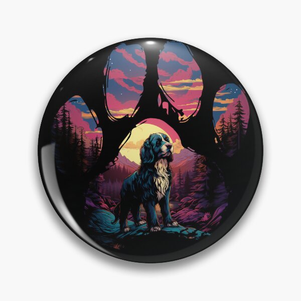 Item preview, Funny Bernedoodle Paw Synthwave Mountain Tree Mom Dad Kids designed and sold by rafaeltto.