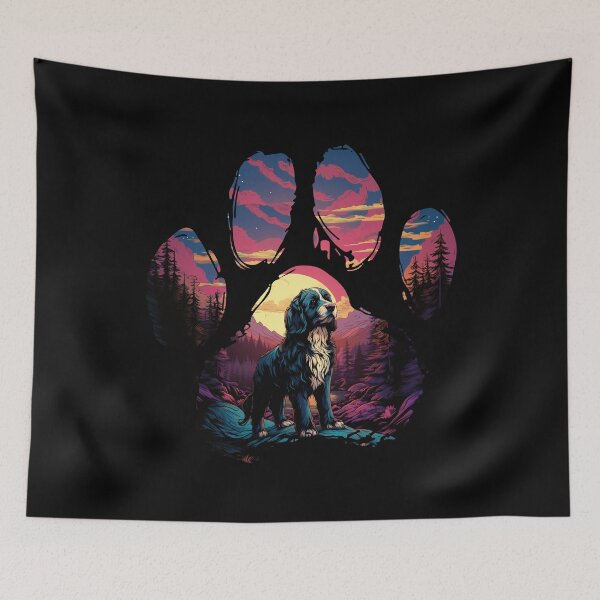 Item preview, Funny Bernedoodle Paw Synthwave Mountain Tree Mom Dad Kids designed and sold by rafaeltto.