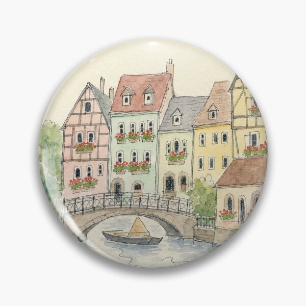 Item preview, Hand Painted Colmar France - Ink and Watercolor Sketch designed and sold by VisualArtsOasis.