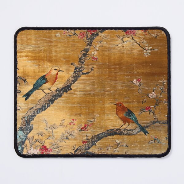 Item preview, Vintage Chinese Gold Silk Chinoiserie Birds Blossom Carpet designed and sold by GrinGalore.