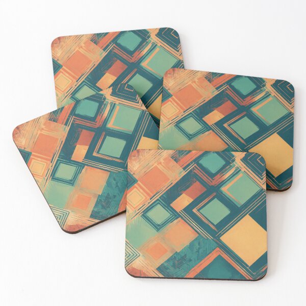 Item preview, Orange and Turquoise Geometric Abstract designed and sold by shelteredinside.