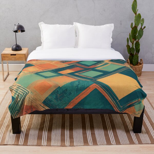 Item preview, Orange and Turquoise Geometric Abstract designed and sold by shelteredinside.