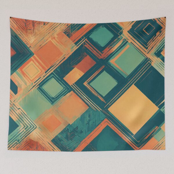 Item preview, Orange and Turquoise Geometric Abstract designed and sold by shelteredinside.