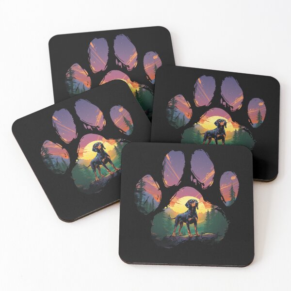 Item preview, Funny Black and Tan Coonhound Paw Synthwave Mountain Tree Mom Dad Kids designed and sold by rafaeltto.