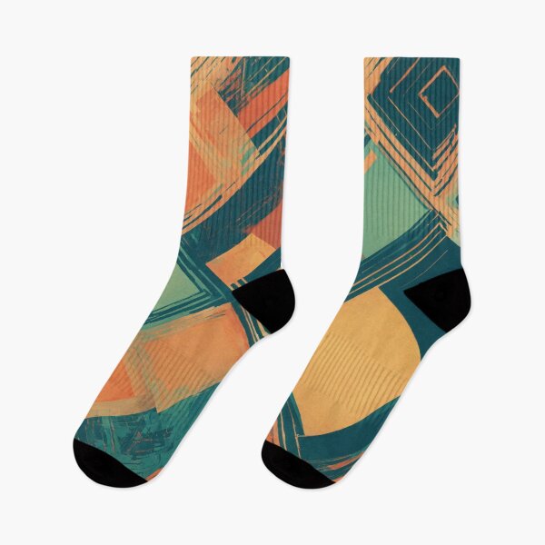Item preview, Orange and Turquoise Geometric Abstract designed and sold by shelteredinside.