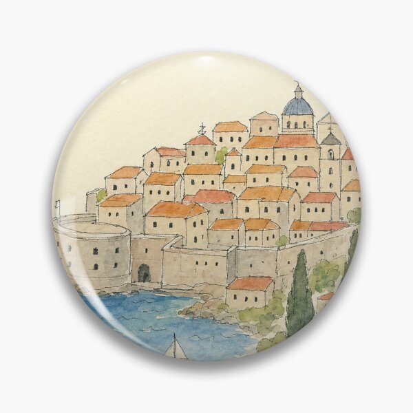 Item preview, Hand Painted Dubrovnik Croatia - Ink and Watercolor Sketch designed and sold by VisualArtsOasis.