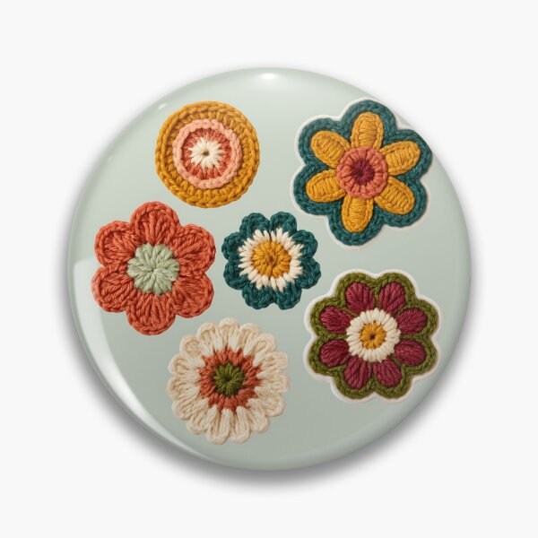 Item preview, Crochet Flower Sticker Set – Handmade Boho Floral Appliqué Collection designed and sold by KAM-KAM-STORE.
