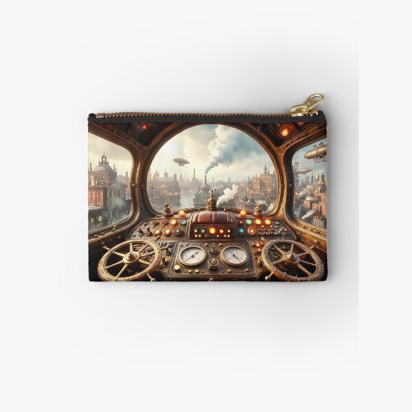 Item preview, Steampunk Airship Cockpit Panoramic View Industrial City Art designed and sold by dougkeder.